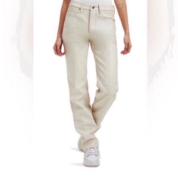 Good American Off White Better Than Leather Faux Leather Good Icon Pants NWT 16 - Picture 1 of 7